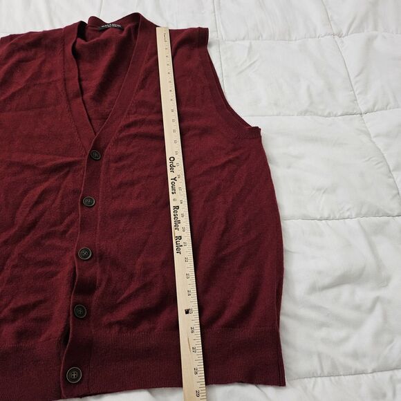 Kallspin Vest Mens XL Tall XLT Red Wool V Neck Sweater Academia Button Front - Picture 8 of 8